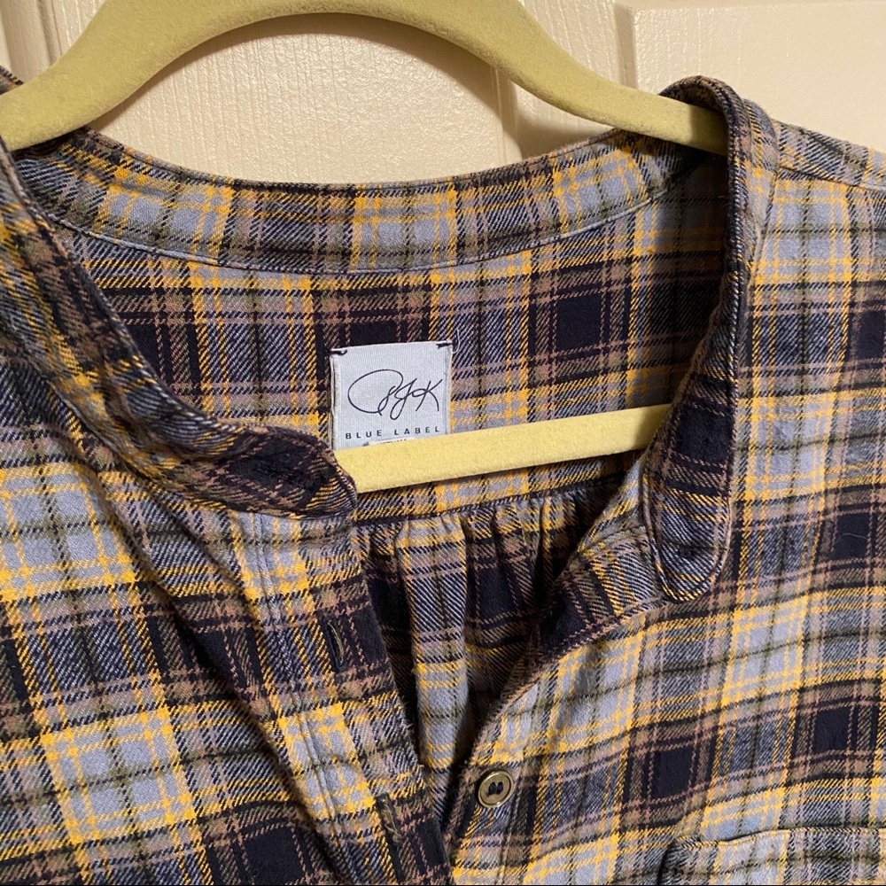 Blue Flannel Button Top